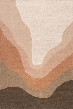 a beige and brown rug with an abstract design