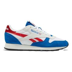 Reebok Men's CLASSIC LEATHER Fashion Sneakers feature a leather upper. Vintage inspired design. Archive-inspired shoes. Vecblu - Ftwwht - Vecred men fashion sneakers athleisture throwback casual tennis shoes retro Size: M 3.5 / W 5.  Color: Blue.  Gender: male.  Age Group: adult. Casual Tennis Shoes, Reebok Classic Leather, Shoes Retro, Reebok Classic, Sneakers Men Fashion, Vintage Inspired Design, Blue Gender, Classic Leather, Fashion Sneakers