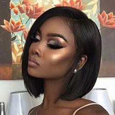 Human Hair Color, Bob Lace Front Wigs, Pelo Afro, Layered Bob Hairstyles, Straight Bob, Best Short Haircuts, Short Bob Wigs, Relaxed Hair, Eyes Makeup