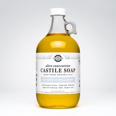 Ultra Concentrated Castile Soap made from renewable organic oils and aloe. More concentrated than leading Castile brands Dilute for many uses No harsh chemicals GMO-Free Organic Trade Association Versatile | Multi-purpose Cleaner ∙ Pet Wash ∙ Makeup Remover ∙ Cleaning Artists Brushes ∙ Wound Cleaning ∙ Deodorant ∙ Dish Soap ∙ Window Cleaner ∙ Baby Wipe Solution ∙ Shampoo ∙ Face Wash ∙ Body Wash ∙ Hand Soap ∙ Shaving ∙ Foot Bath ∙ Laundry Detergent ∙ Bath ∙ Sinus Decongestion ∙ Toilet Cleaner ∙ A Castile Soap Uses, Ant Spray, Clean Deodorant, Baby Wipe, Organic Oils, Multipurpose Cleaner, Makeup Brush Cleaner, Toilet Cleaner, Foot Bath