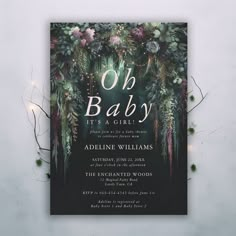 a baby shower party with greenery and lights