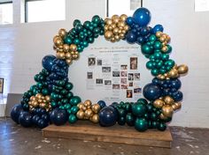 an arch made out of balloons in a room