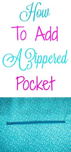 the text how to add a ripped pocket on top of a blue background with pink lettering