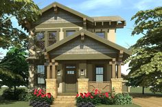 Bungalow Plan: 2,080 Square Feet, 3 Bedrooms, 2.5 Bathrooms - 028-00112 2 Story Bungalow Exterior, Traditional Craftsman House Plans, Bungalow Cottage House Plans, Bungalow Duplex House Design, Raised Bungalow Exterior, 1920 Bungalow Floor Plans, Small Craftsman Bungalow, Two Story Bungalow, Sears Kit Homes Bungalows