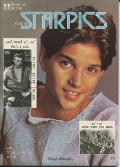 a magazine cover with a young man smiling for the camera, and an old photo of him