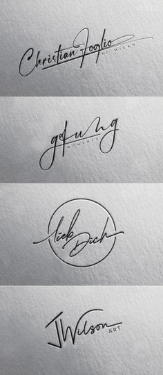 four different types of calligraphy are shown in three different font styles, one for each letter