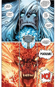 an image of a comic page with the face of a demon in flames, and another panel