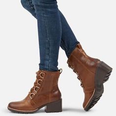 Sorel Cate Lace Up Boot New In Box! Business Casual Boots, Sorel Booties, Winter Business Casual, Lace Up Heel Boots, Lace Booties, Cozy Boots, Chunky Heel Ankle Boots, Suede Chelsea Boots, Wedge Ankle Boots