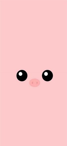 the face of a pig with black eyes and pink background is featured in this minimalistic illustration