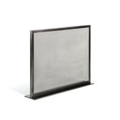 a black and white photo of a metal mesh screen on a white background with shadow