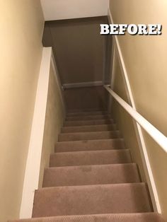 stairs with carpeted treads and the words before