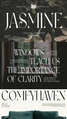 a magazine cover with an image of a couch in the middle and text that reads,'windows teach us the importance of clarify