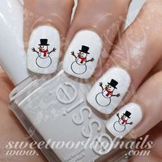 Christmas Nail Art Snowman Nail Water Decals Water Slides Giraffe Nails, Snoopy Nails, Silhouette Nails, Birthday Nail Art, Skull Nail Art, Easter Nail Art Designs, Mickey Mouse Nails, Nail Art Cute, Minnie Mouse Nails