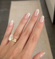 Bridal nails neutral nails clean girl shiny glaze nails glazed donut nails white French tips opi funny bunny essie mademoiselle Bridal Nails French, Wedding Day Nails, Engagement Nails, Bridesmaids Nails, Kutek Disney, Nails Polish, Bride Nails, Neutral Nails, Bridal Nails