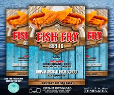 the fish fry flyer is ready to be used as an advertisement for a restaurant or bar