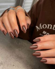 Simple Fall Nails, Brown Fall, Nails Gel, Oval Nails, Medium Brown, Nail Designer, Almond Nails, Winter Nails, Coffin Nails