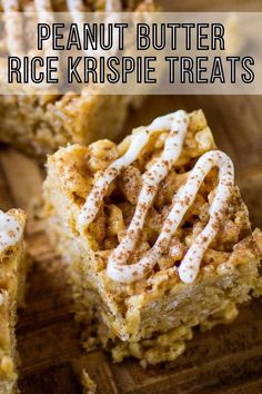 peanut butter rice krispie treats on a cutting board