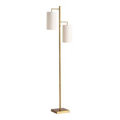 a floor lamp with two lamps on each side and one light on the opposite side