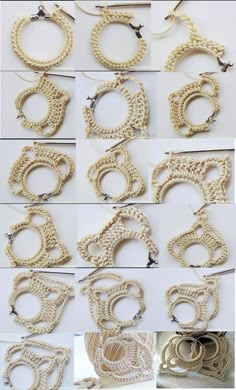 the instructions for making crocheted hoops are shown in several different styles and sizes