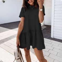 Frilly Skirt, Ruffles Fashion, Pleated Mini Dress, Midi Dress Casual, Short Sleeve Mini Dress, Pink Midi Dress, Sleeve Dresses, Sleeves (women), Mini Dress With Sleeves