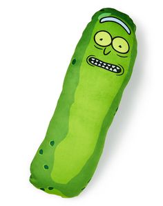 a green stuffed toy that looks like a pickle from the rick - lee show