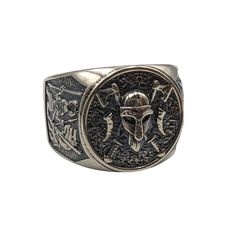 Viking warrior signet ring Introducing our extraordinary Viking Warrior Signet Ring, a magnificent piece that embodies the fearless spirit of ancient Norse warriors.Crafted with meticulous attention to detail, this signet ring is a powerful symbol of strength, courage, and resilience. Its bold design features intricate the ancient Nordic motifs, capturing the essence of berserker images in ancient and new style.Made for the modern warrior, this ring is meticulously crafted from sterling silver t Viking Style Engraved Jewelry For Collectors, Viking Style Engraved Jewelry Collectible, Warrior Symbols, Old Nordic Jewelry, Silver Viking-style Jewelry Gift, Norse Jewelry Norse Spirit, Warrior Spirit, Symbols Of Strength, Viking Warrior