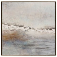 an abstract painting with white and grey colors