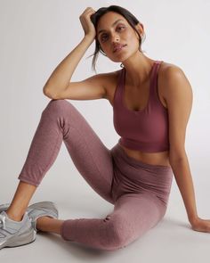 Our Ultra-Soft High-Rise Legging is sure to become your new favorite pair of leggings. These super soft leggings are perfect for yoga classes, low impact exercises and all-day wear. Just because they are soft does not mean they compromise on performance qualities - our Ultra-Soft fabric features quick-drying, moisture-wicking and anti-microbial technology with the 4-way stretch.  | Quince | Women's Ultra-Soft High-Rise Legging in Heather Rose, Size XS, Recycled Polyester Yoga Outfit Ideas, Low Impact Exercises, Heather Rose, Fair Trade Clothing, Bottom Workout, Sustainable Clothing Brands, Yoga Outfit, Sustainable Fashion Brands, Performance Leggings