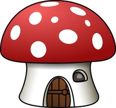 a red mushroom house with white dots on it