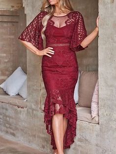 Women‘s Wedding Guest Dress Party Dress Bodycon Sheath Dress Midi Dress White Wine Navy Blue Half Sleeve Pure Color Lace Fall Spring Autumn Crew Neck Elegant Spring Dress Slim 2023 S M L XL 2023 - US $36.99 Anniversary Dress Fall, Cheap Fall Evening Bodycon Dress, Womens Lace Dresses Classy, Navy Blue Lace Midi Dress, Alluring Dream Navy Blue Floral Mesh Lace Trumpet Midi Dress, Wine And White Dress, Lace Cocktail Dresses Midi, Lace Wedding Dress For Guest, Lace Dress Luulla