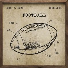 an old fashioned football is shown with the words football in it's middle frame