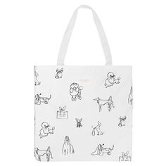 a white bag with dogs on it