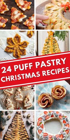 24 puff pastry christmas recipes with text overlay