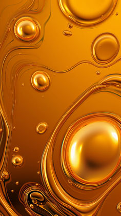 an orange liquid background with circles and bubbles