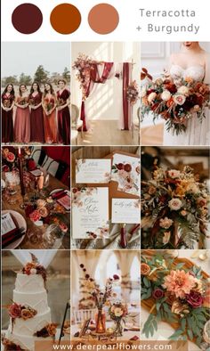 a collage of different wedding colors and details