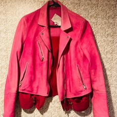 Gorgeous Pink Phillip Lim Suede Jacket Size 6. In Great Condition, Gently Preloved Suede Leather Jacket, Pink Suede, 3.1 Phillip Lim, Suede Jacket, Phillip Lim, Leather Jackets, Suede Leather, Leather Jacket, Jackets For Women