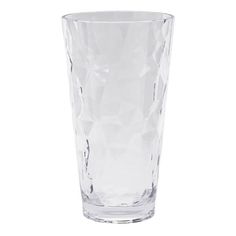 a clear glass is shown on a white background