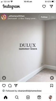 an instagram page with the words duluxx and summer linen on it's wall