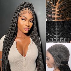 PRICES MAY VARY. 【Premium Synthetic Material】Box Braids wig features 100% high-quality heat resistant synthetic fiber. Super soft and lightweight. Not easy to tangle, shedding or itchy. No fake shine. No discomfort, no pressure on your head or neck. Refresh your wig wearing experience! 【Lace&Cap Size】Double full lace with pre plucked hairline and baby hair. Very tranparent. Melt in your skin! 3 combs + 1 elastic band + 2 adjustable straps inside the lace front wigs, average fit 21.25 - 22.25 inc Small Knotless Braids, Box Braids Wig, Small Knotless, Part Wigs, Apply Foundation, Braid Wig, Types Of Skin, Small Head, Natural Hairstyle