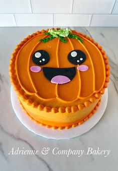 there is a cake that looks like a pumpkin