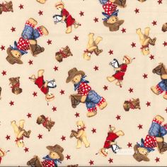 the fabric has teddy bears and stars on it