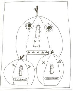 a drawing of two pumpkins with faces drawn on them