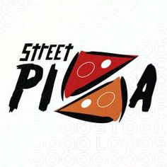 the logo for street pizza is shown in black and red letters on a white background