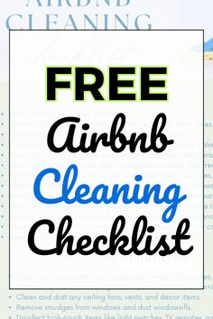 a poster with the words free air b cleaning checklist on it and an image of a