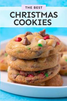 a white plate topped with cookies covered in candy