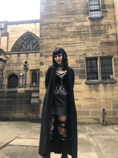 Goth Streetwear Aesthetic, Goth Trench Coat Outfit, Goth Blazer Outfit, Warm Goth Outfit, Goth Princess Aesthetic, Belted Coat Outfit, Vamp Outfit, Mall Goth Outfits