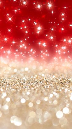 red and gold glitter background with stars on the left side, in front of a red backdrop