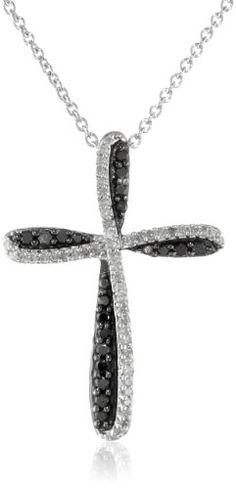 #blackdiamondgem #blackjewelry-ad  Sterling Silver Black and White Diamond Cross Pendant Necklace (1/3 cttw), 18″ Diamond White Cross Pendant Jewelry, Luxury Black Cross Pendant Necklace, Luxury Black Cross Pendant Jewelry, Formal Cross-shaped Sterling Silver Diamond Necklace, Necklaces Collection, White Diamond-cut Pendant Cross Necklace, Queens Jewels, Black Diamond Jewelry