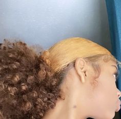 Half Dyed Hair Curly, Color Afro Hair Dyes, Dyed Afros 4c, Dyed Natural Hair For Black Women Skunk Stripe, Brown Dye On Natural 4c Hair, 4a Dyed Hair, Skunk Strip, Curly Afro Hair, Dyed Curly Hair