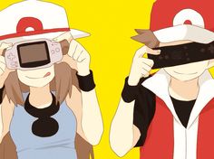 two people wearing hats and holding up cell phones